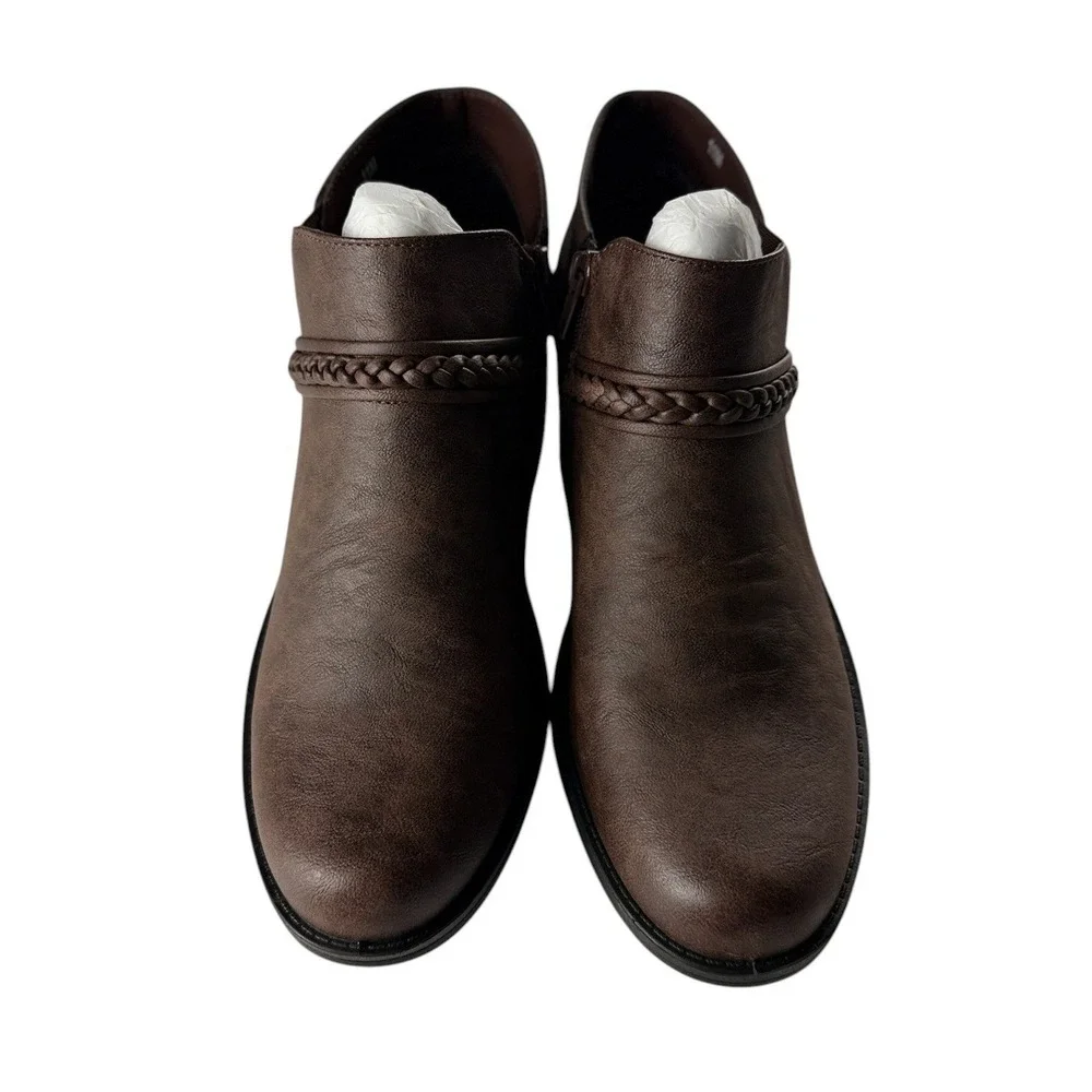 Easy Street Jalia Brown Braided Ankle Booties Womens 11M Comfort Wave 31-5826